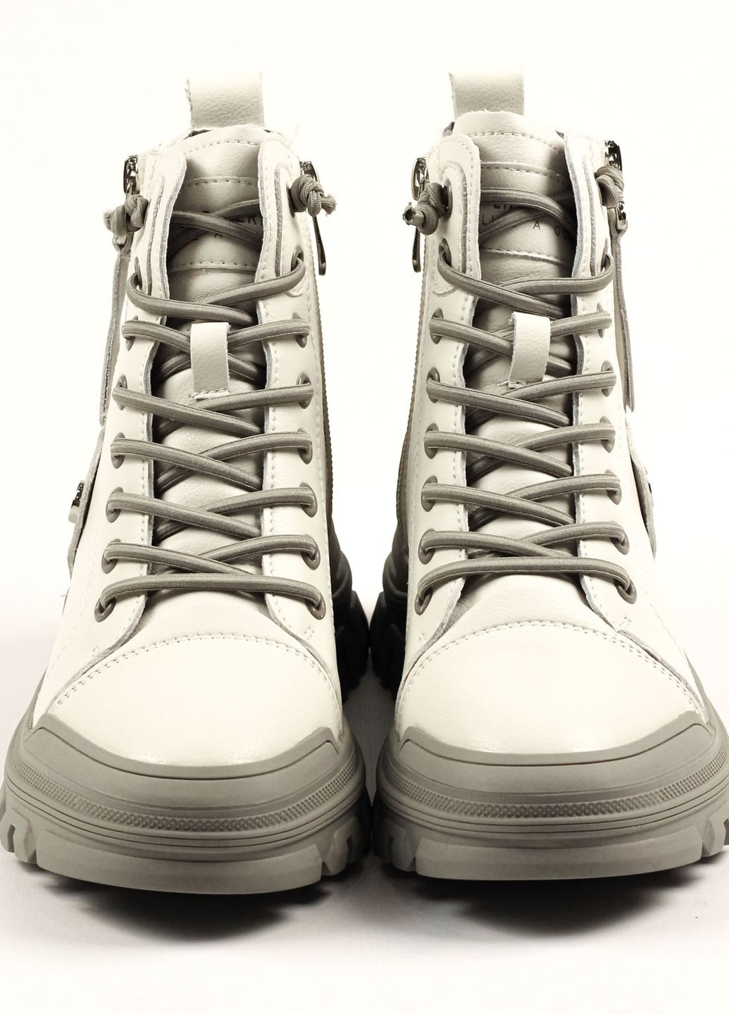 Осенние ботинки женские белые кожа Lifexpert