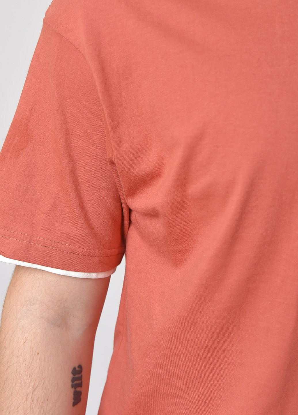 Терракотовая футболка мужская однотонная терракотового цвета Let's Shop
