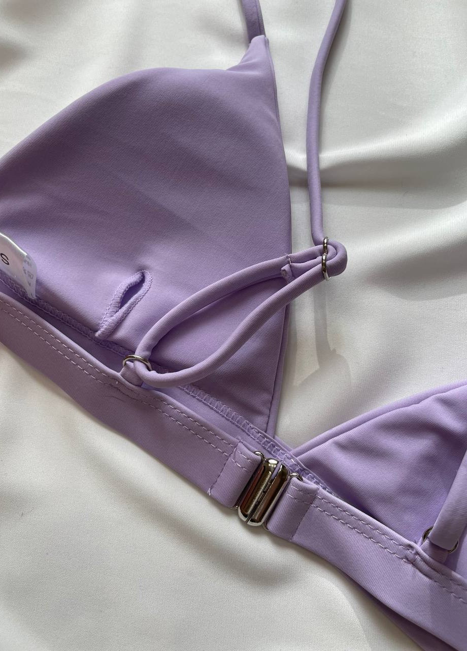 Светло-фиолетовый летний ніжний базовий купальник раздельный Vakko