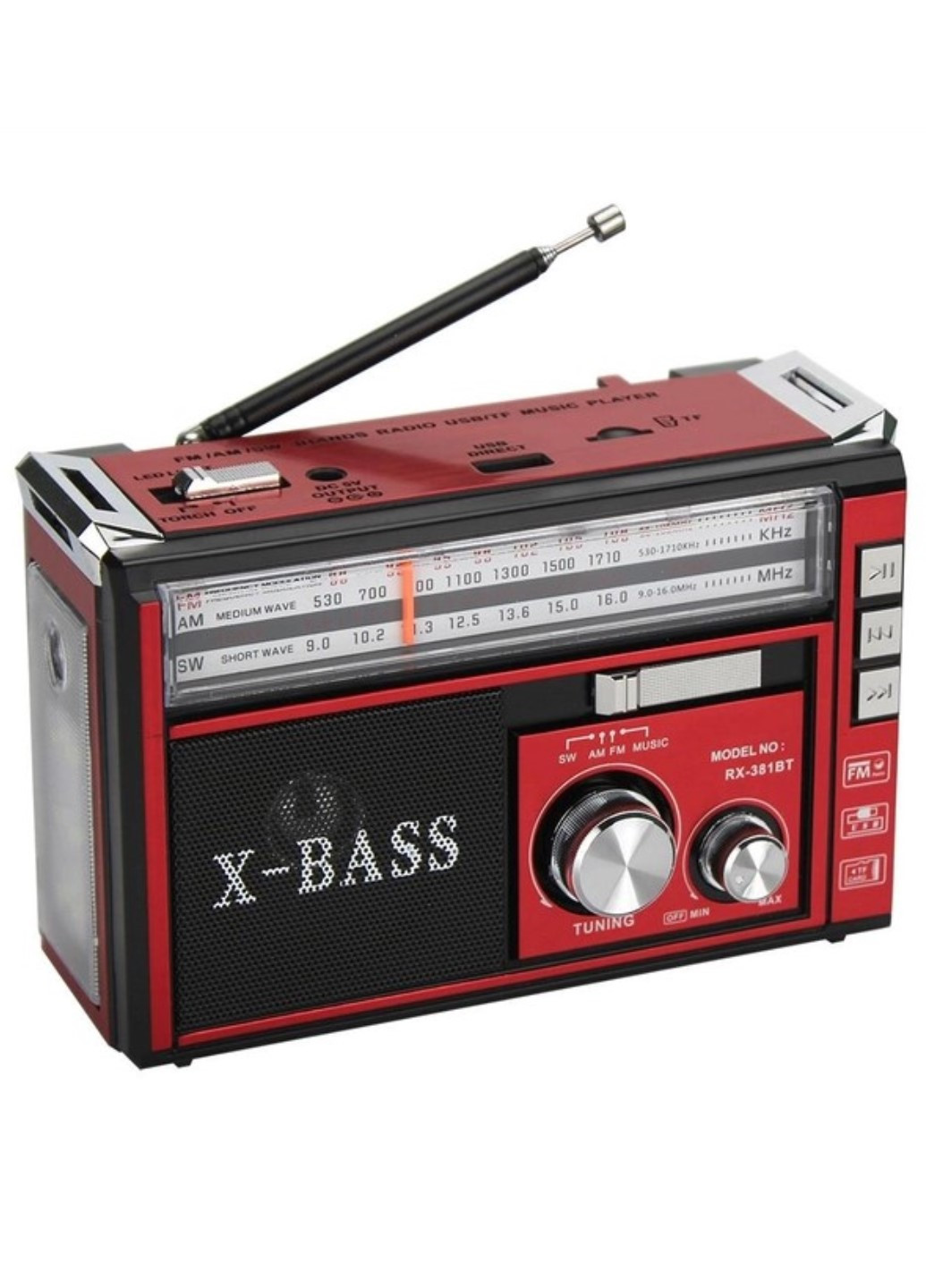 Радиоприёмник колонка с радио FM USB MicroSD и фонариком RX-381 Gold Golon (258615573)
