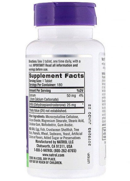 DHEA 25 mg 180 Tabs NTL-16115 Natrol (256719575)