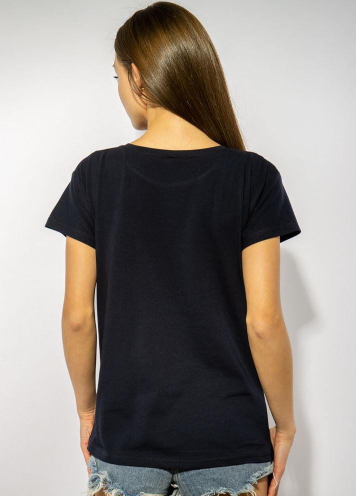 Темно-синяя летняя стильная женская футболка (темно-синий) Time of Style