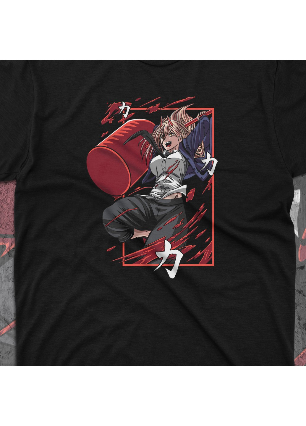 Черная футболка c принтом человек бензопила - power 2 No Brand