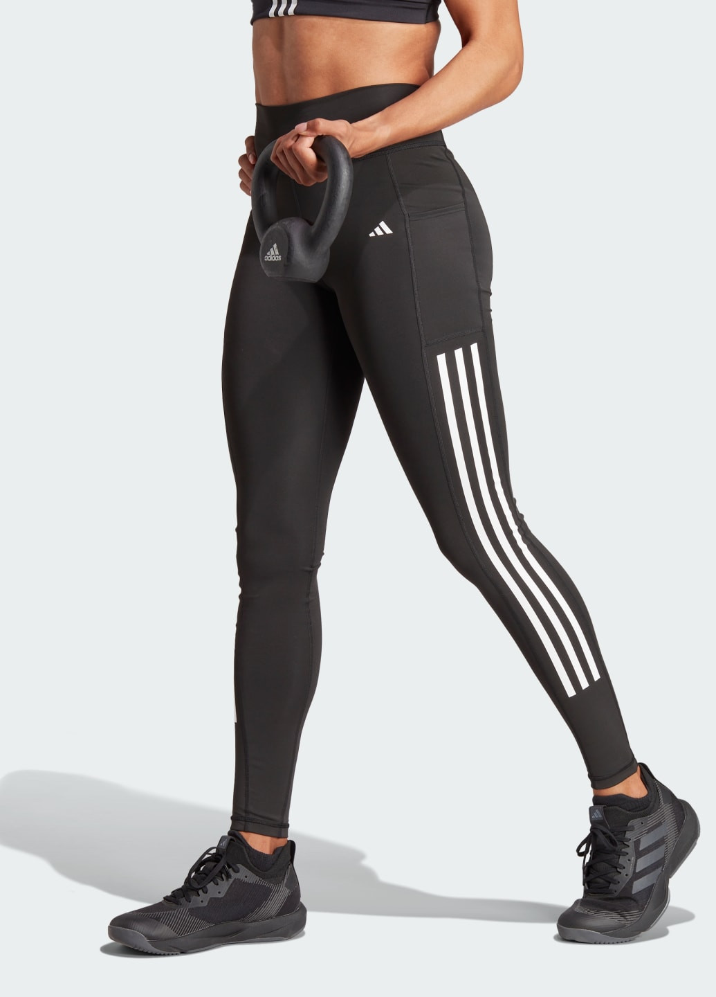 Черные демисезонные леггинсы optime 3-stripes full-length adidas