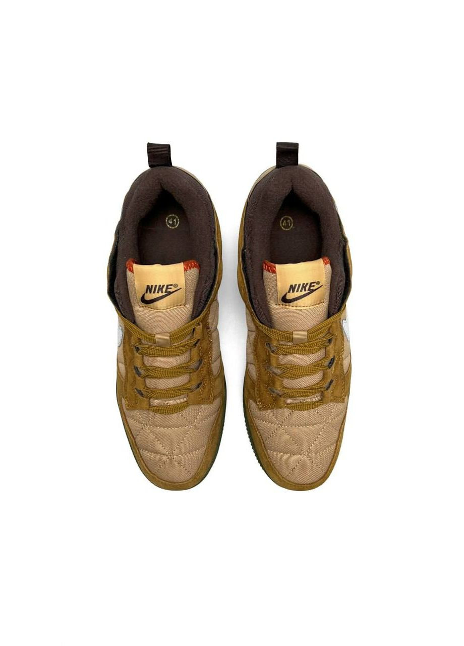 Пісочні Осінні кросівки чоловічі, вьетнам Nike Air Force 1 Yin Yang Fleece Termo Sand Brown