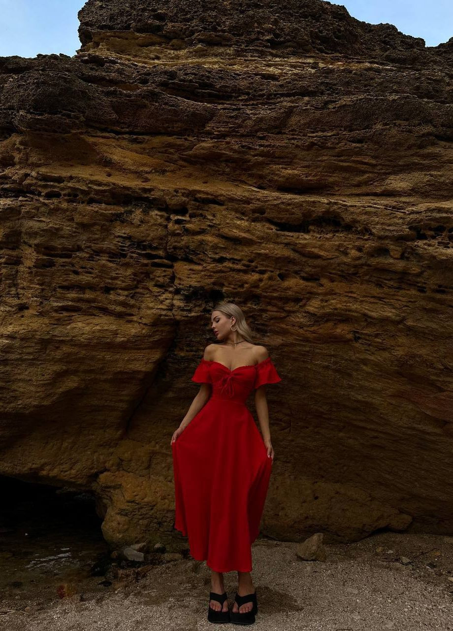 Красное вечернее красивое женское платье на вечер No Brand однотонное