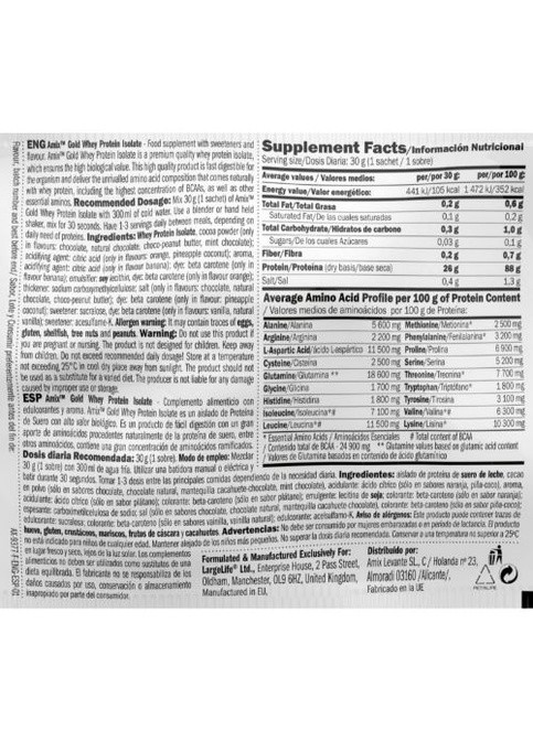 Gold Whey Protein Isolate 2280 g /76 servings/ Chocolate Amix Nutrition (258925346)