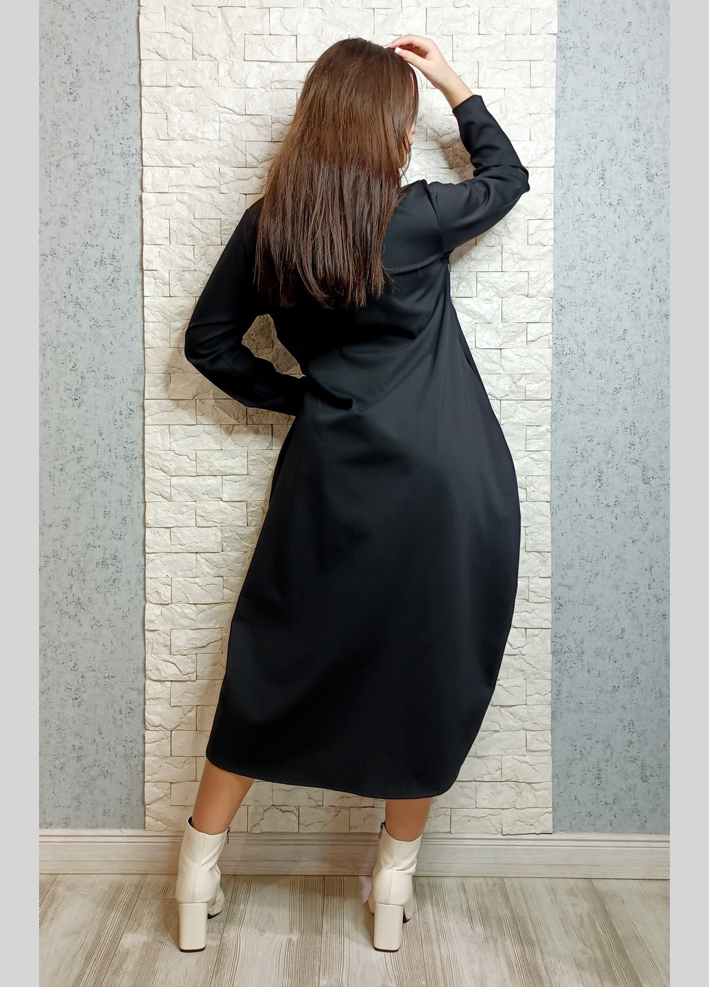 Черное кэжуал платье баллон Mitica&Co однотонное