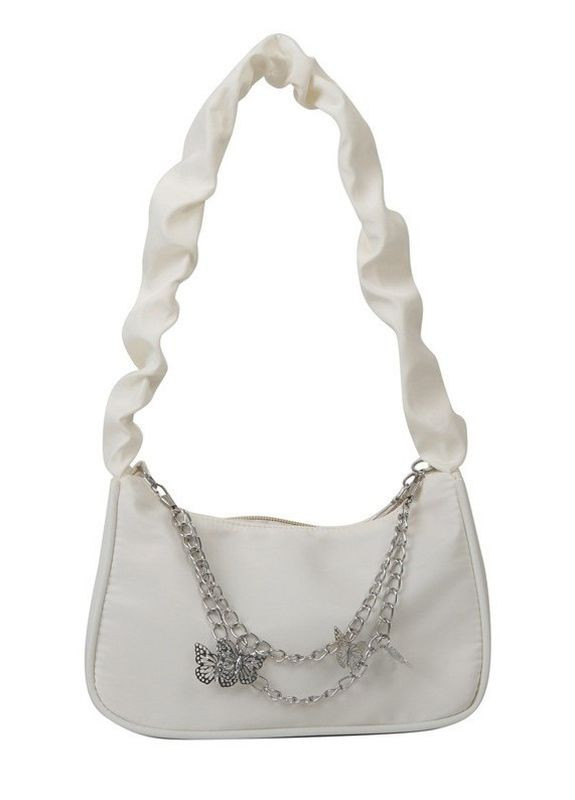 Жіноча класична сумка 6579 через плече клатч на короткій ручці багет біла No Brand (276062404)
