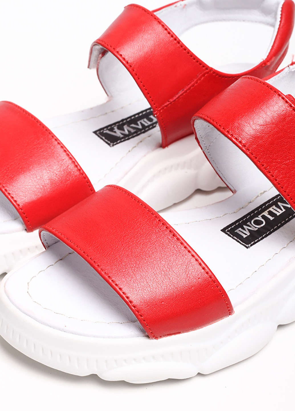 Красные красные кожаные спортивные босоножки Villomi на липучке