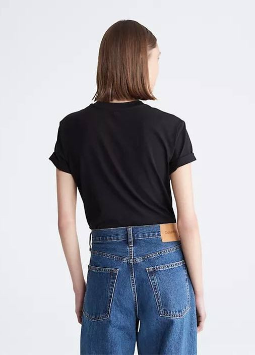 Черная всесезон футболка с круглым вырезом и логотипом с монограммой с коротким рукавом Calvin Klein