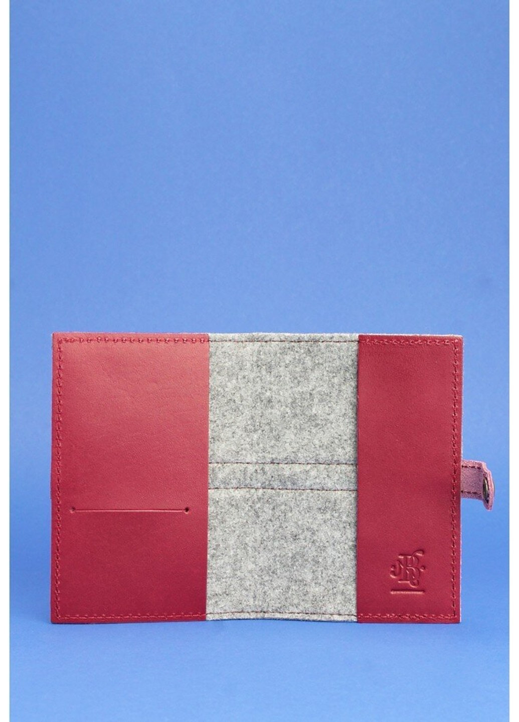 Фетровая обложка для паспорта 1.1 с кожаными бордовыми вставками - BN-OP-1-1-FELT-VIN BlankNote (276837458)