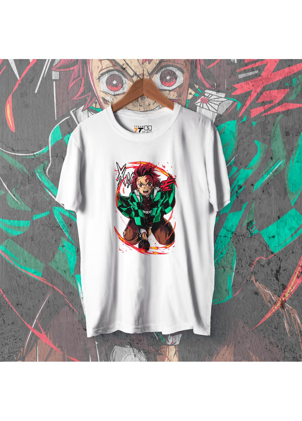 Біла футболка з принтом клинок розсікаючий демонів - танджиро камадо 6 we No Brand