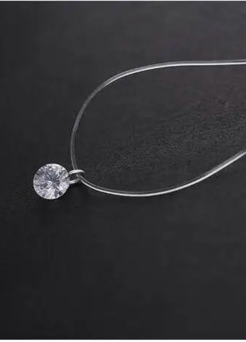 Кулон камінчик прозорий на одному кріпленні на волосіні-резинці під срібло No Brand (275399029)