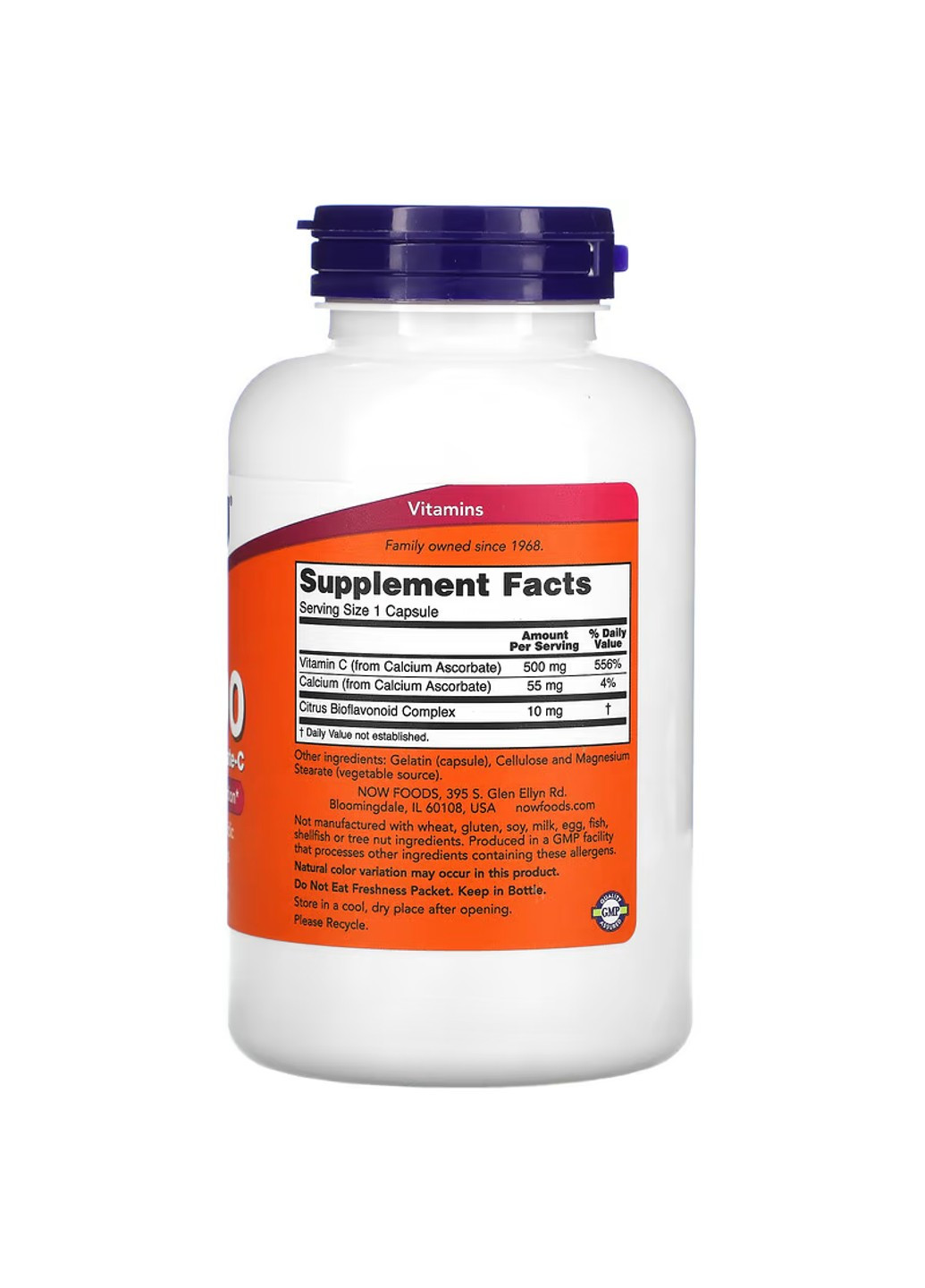 Витамин С с кальцием C-500 Ascorbate – 250 вег.капсул Now Foods (276530020)