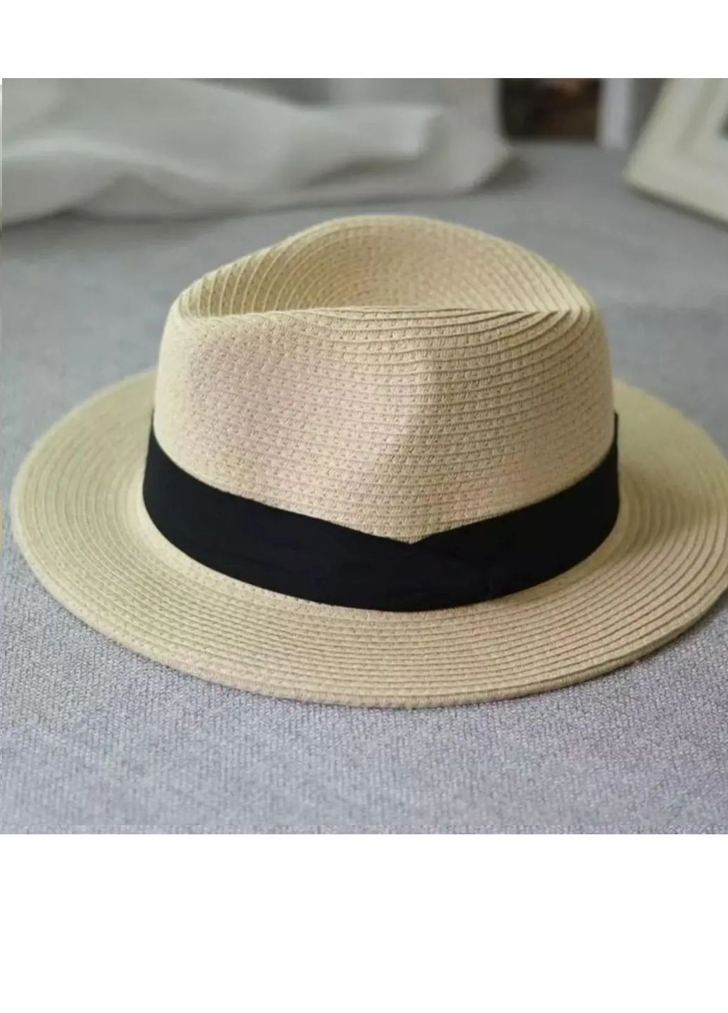 Доросла солом'яний капелюшок беж складна No Brand (259830084)