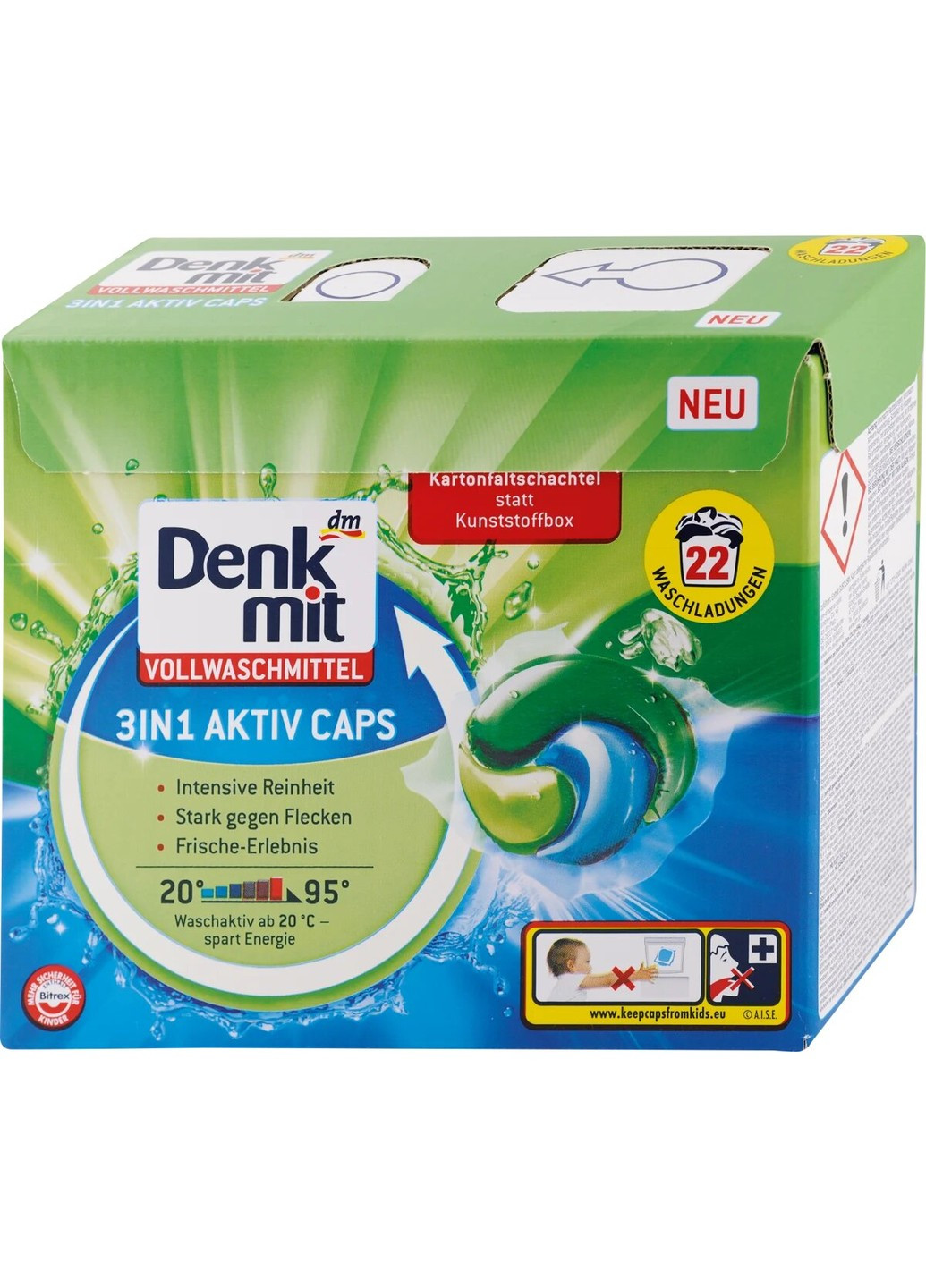 Капсули для прання білих речей 3IN1 Aktiv Caps, 22 шт. Denkmit (261555755)