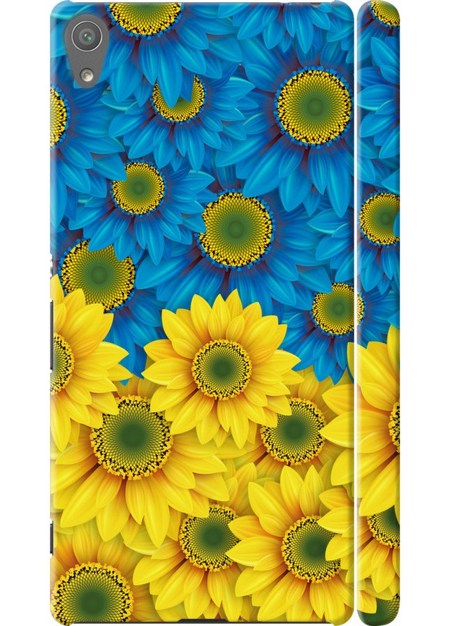 3D пластиковый матовый чехол 'Жёлто-голубые цветы' для Endorphone Sony Xperia XA F3112 (257838074)