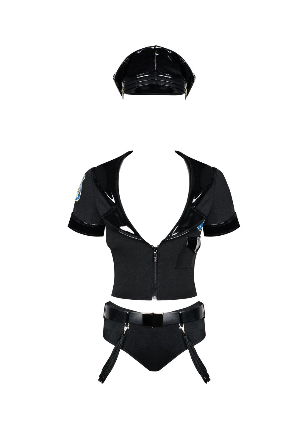 Еротичний костюм поліцейського Policeet топ, шорти, кепка, пояс, портупея Obsessive (276389705)