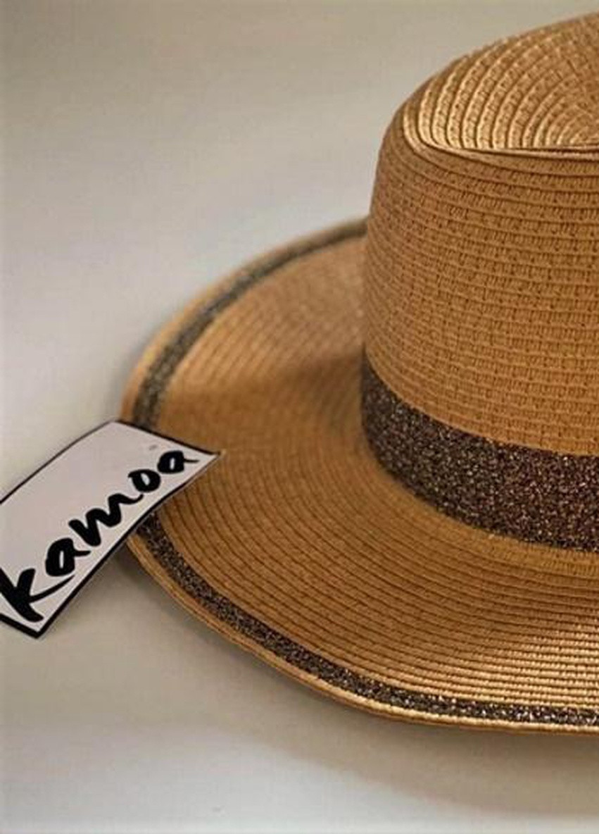Шляпа пляжная со средними полями и полоской с люрексом One Size Соломенный Ingrid Kamoa (258210536)
