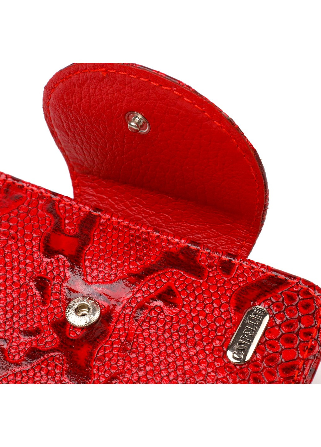 Лаковане жіноче портмоне середнього розміру з натуральної шкіри з тисненням під змію 21810 Червоне Canpellini (259873987)