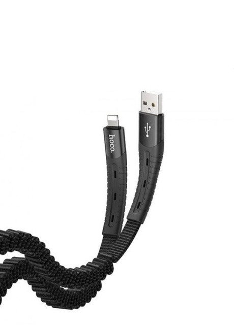 Кабель для зарядки U78 Cotton Treasure Elastic Lightning (1.2м, 3A, USB, необычный дизайн) - Черный Hoco (257577907)