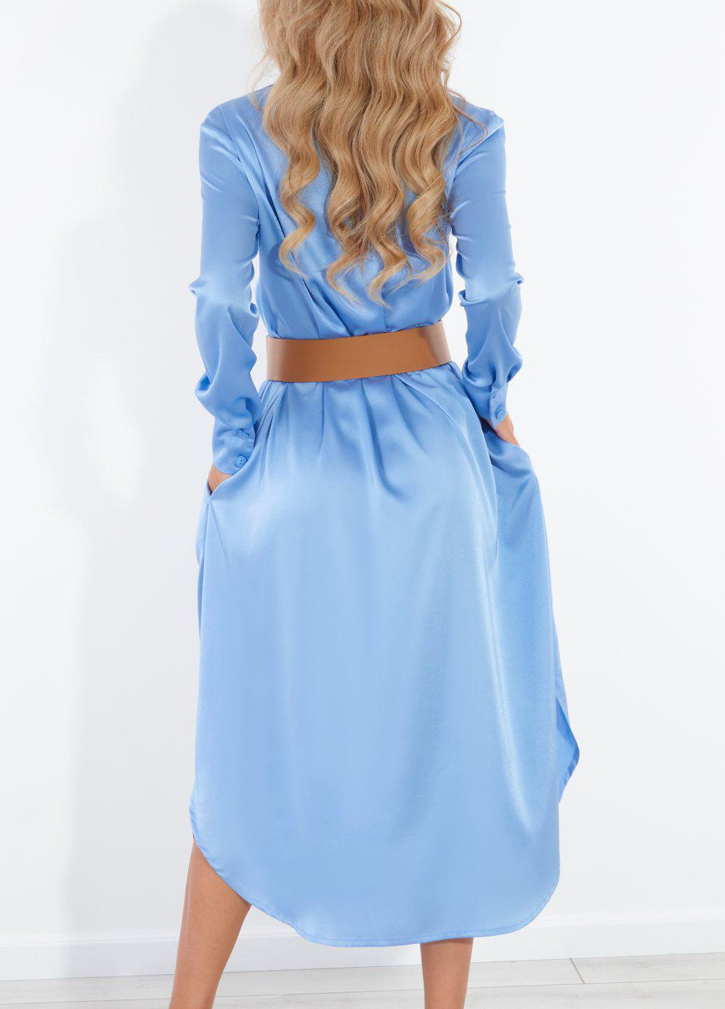 Синя сукнi норма шовкове плаття сорочка (5398) Lemanta