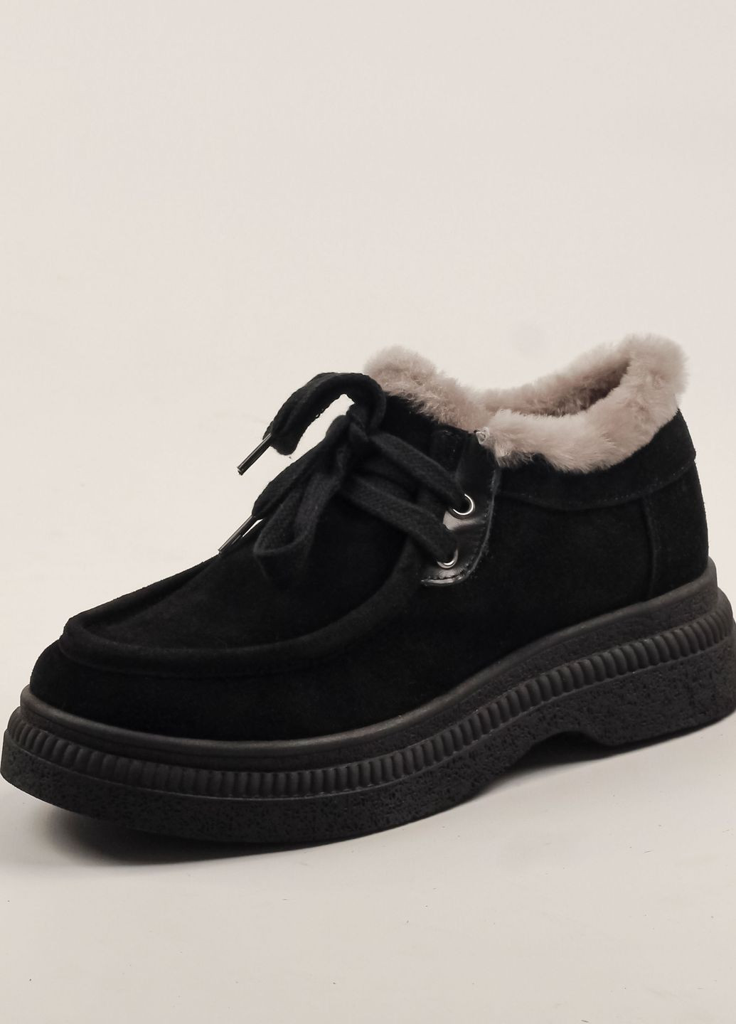 Зимние ботинки короткие черные замша Guero из натуральной замши