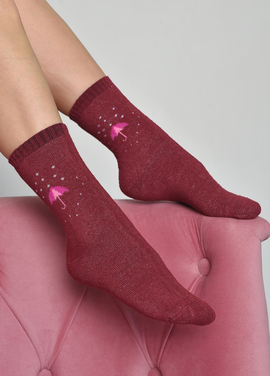 Шкарпетки махрові жіночі бордового кольору розмір 37-42 Let's Shop (268661274)