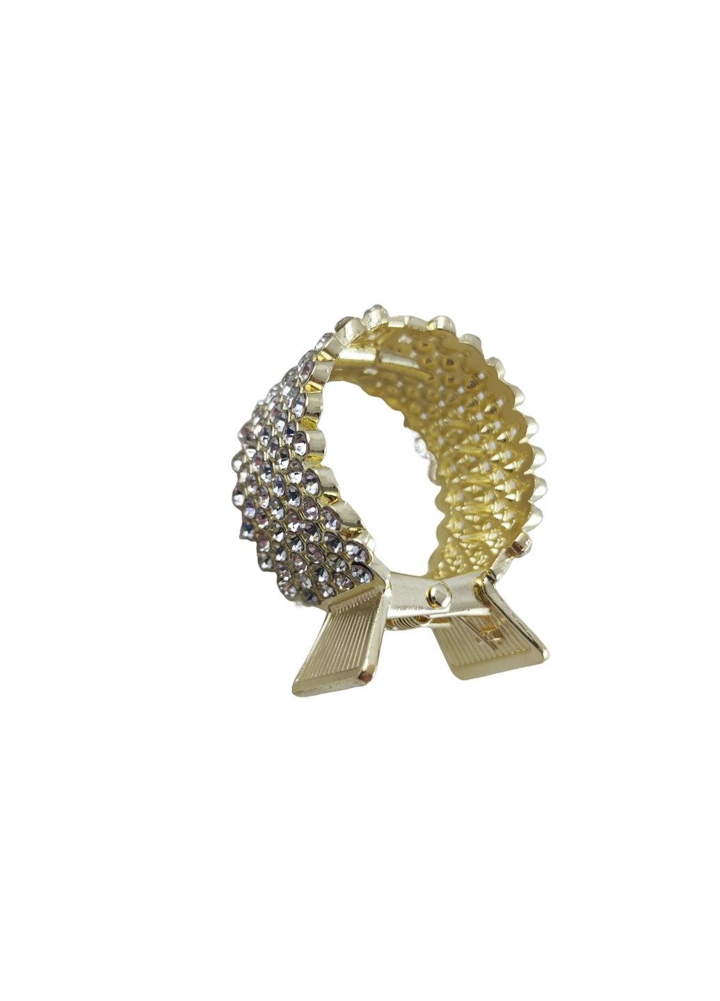 Заколка - краб для волос Кольцо со стразами золотистый металл, диаметр 3,5см (138701-3) No Brand (259036565)