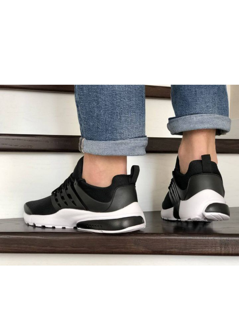 Черно-белые демисезонные мужские кроссовки черные с белым репліка 1в1 «no name» (11521) Presto