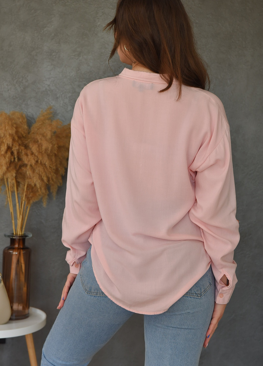 Светло-розовая кэжуал рубашка однотонная Let's Shop