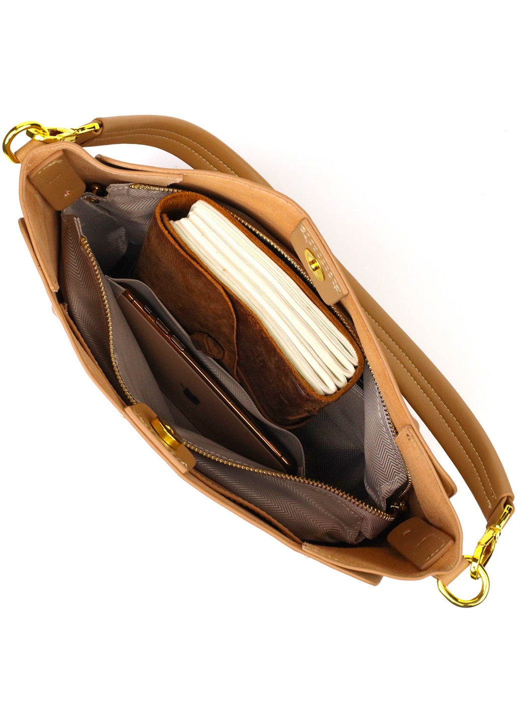 Женская деловая сумка из натуральной кожи 22110 Песочная Vintage (260359819)
