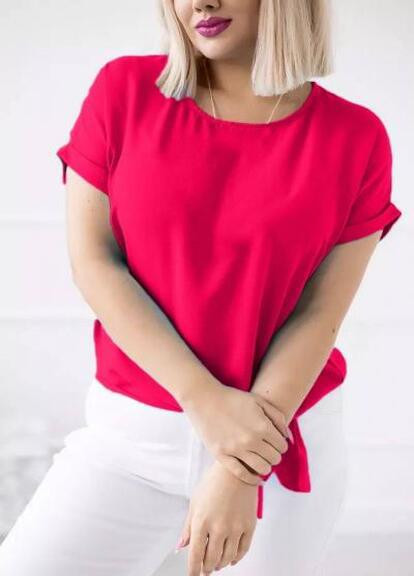 Рожева женская блуза с завязками цвет малиновй р.48/50 431605 New Trend