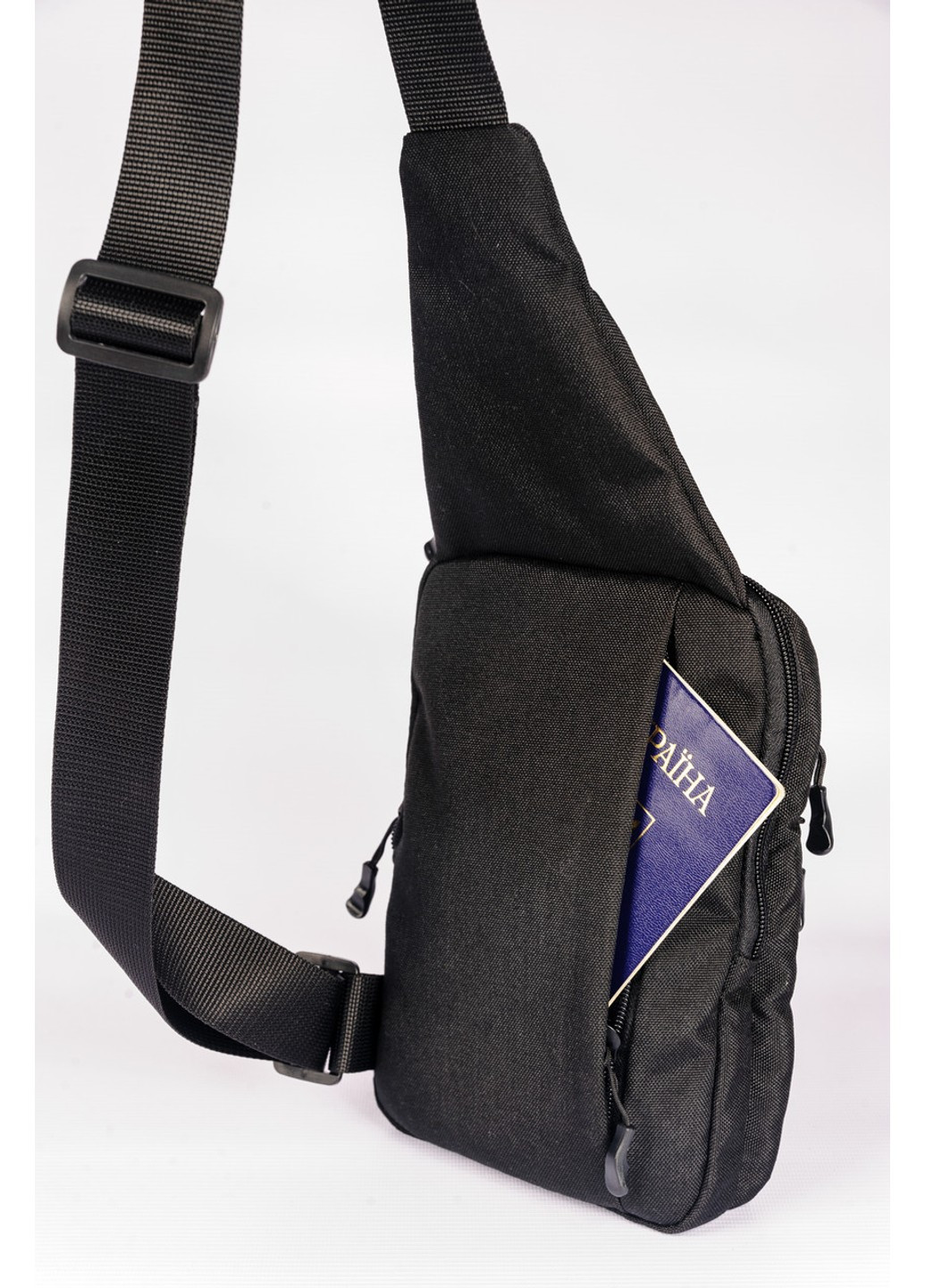 Черная молодежная мужская сумка через плечо нагрудная черного цвета с кобурой и скрытыми карманами No Brand (258591363)