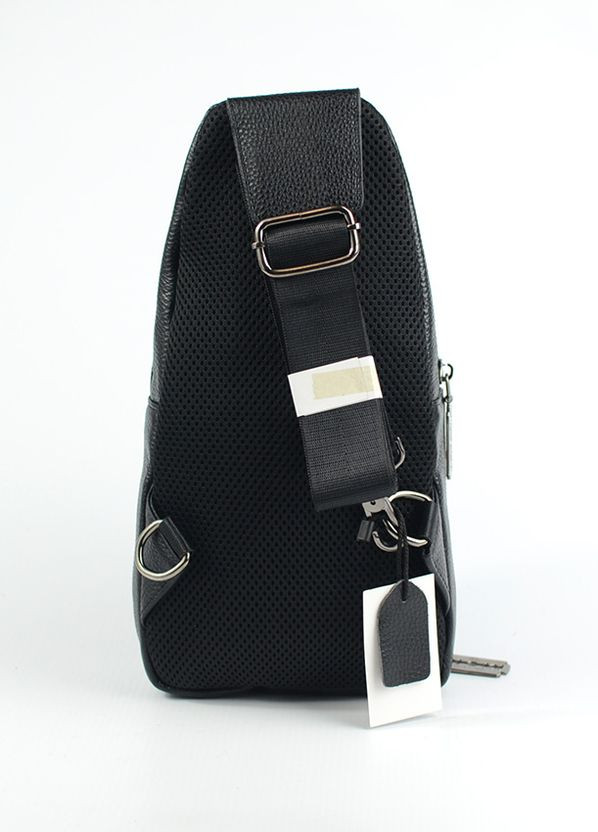 Кожаная мужская нагрудная сумка рюкзак слинг на одно плечо, черный деловой слинг из натуральной кожи No Brand (266914602)