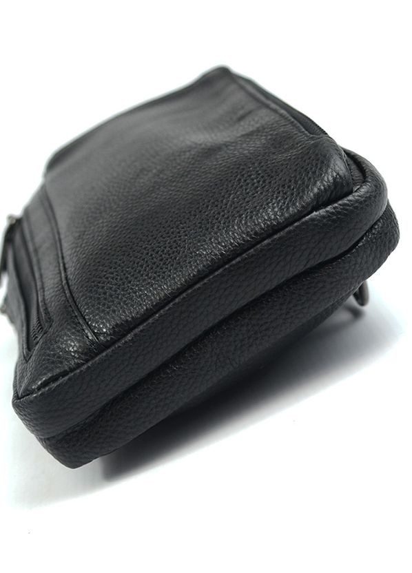 Нагрудная мужская кожаная сумка рюкзак слинг на одно плечо, черная сумочка из натуральной кожи No Brand (266493536)