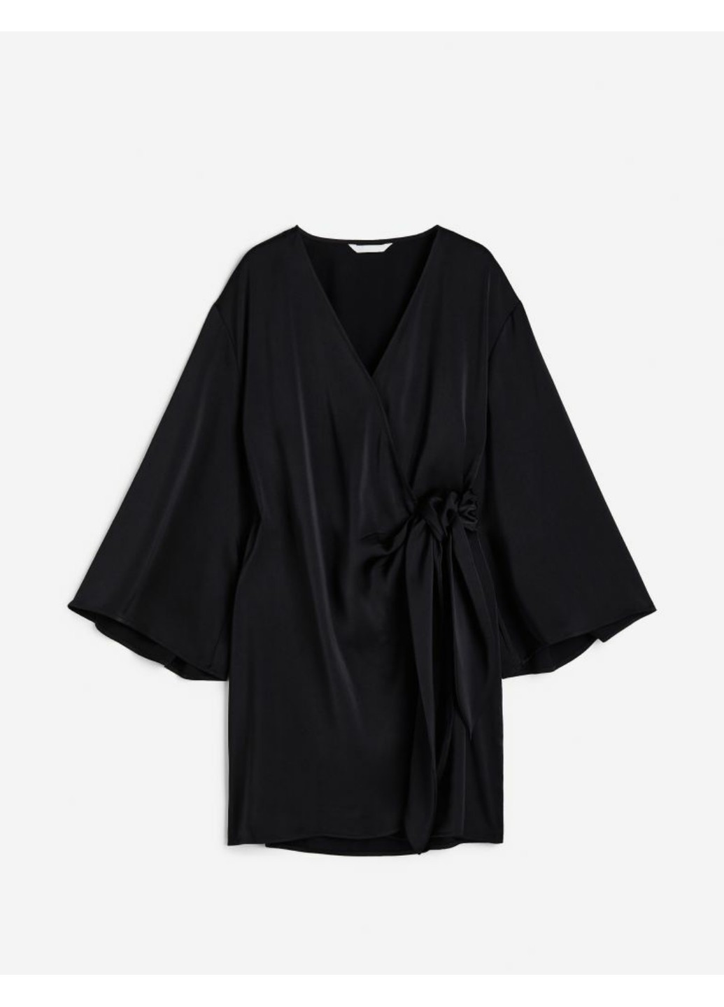 Чорна коктейльна жіноча атласна сукня на запах (55692) 34 чорна H&M