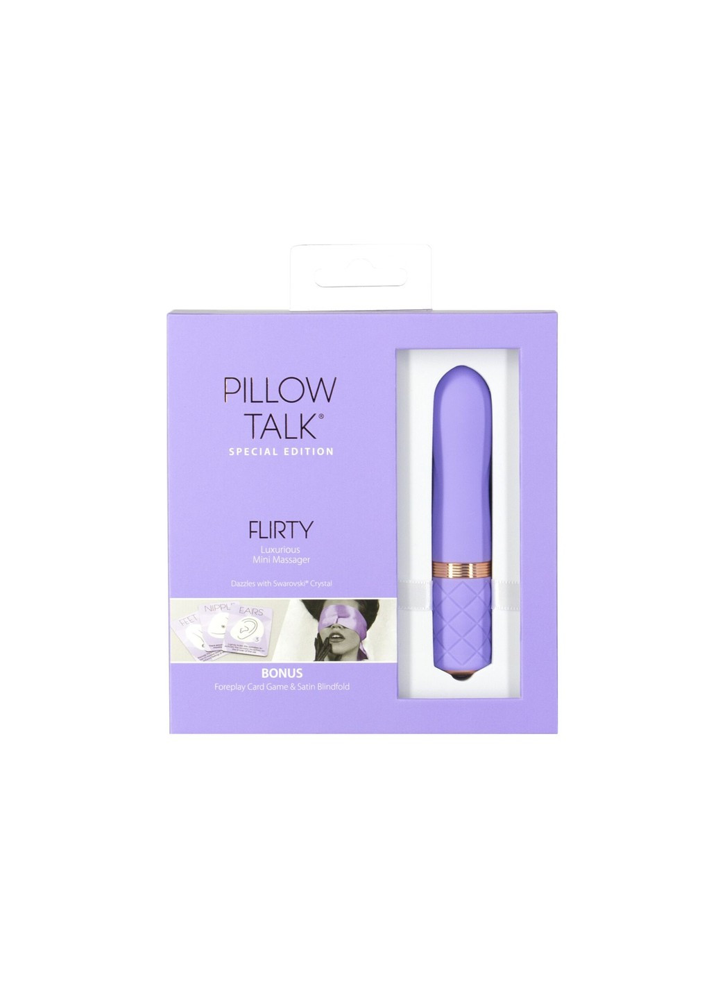 Роскошный вибратор Flirty Purple Special Edition, Сваровски, повязка на глаза+игра Pillow Talk (259790570)