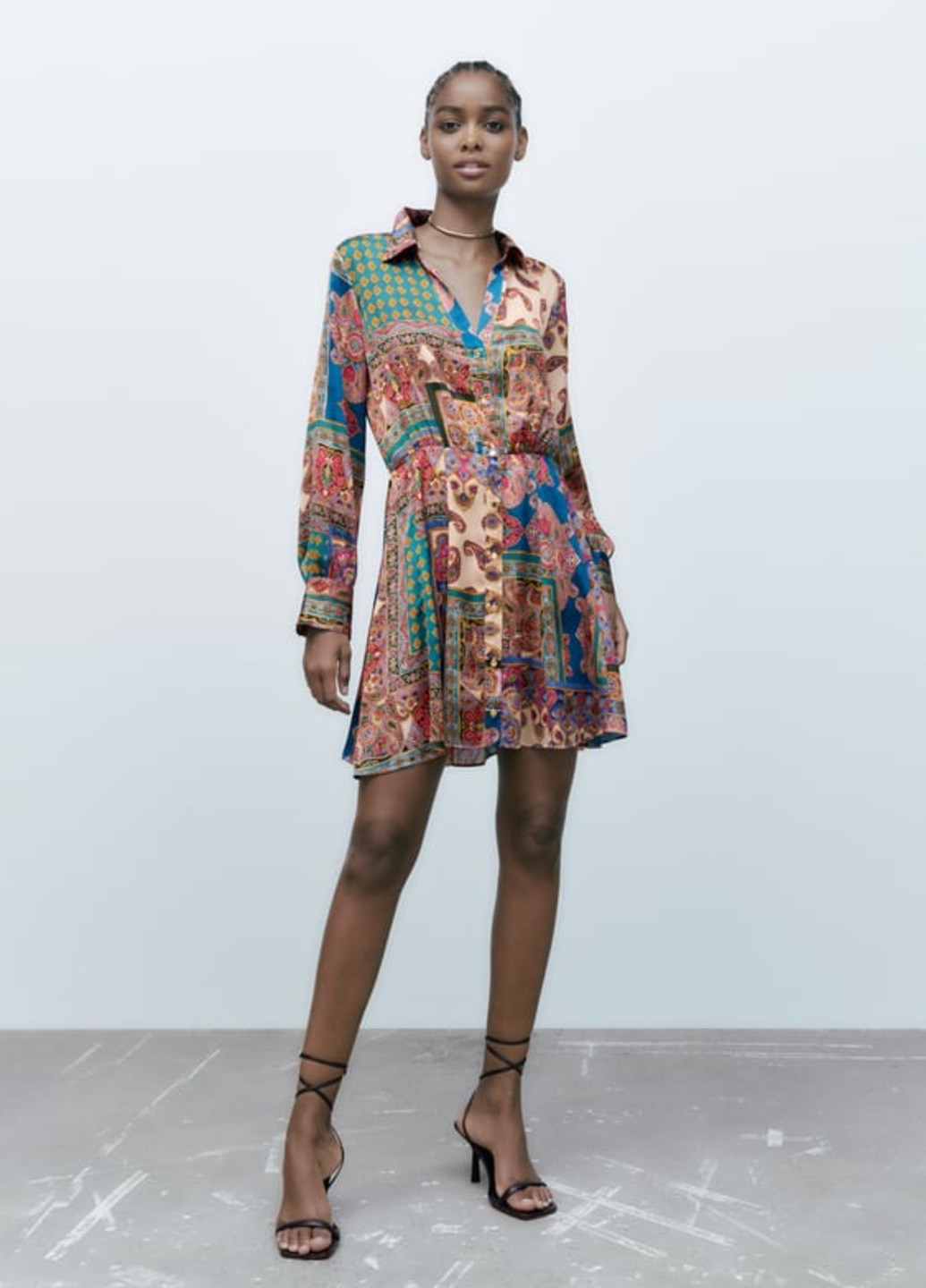 Комбинированное праздничный, коктейльное, деловое, повседневный, кэжуал, вечернее платье Zara