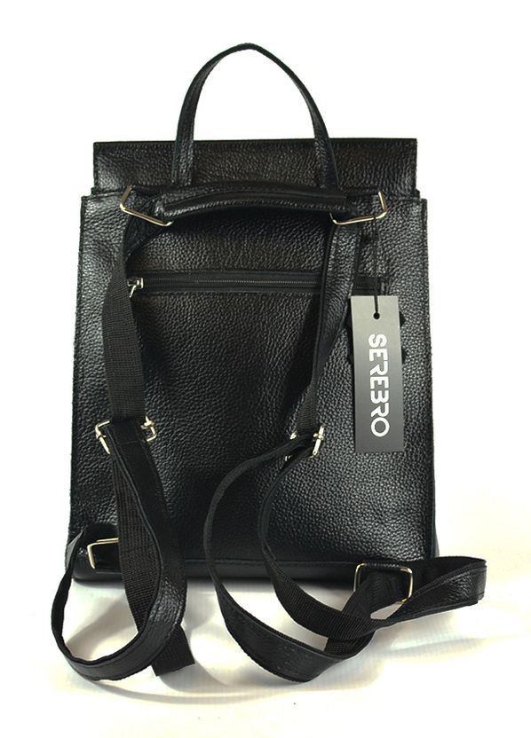 Шкіряна жіноча сумка рюкзак трансформер через плече, рюкзак жіночий чорний з натуральної шкіри Serebro (266914625)