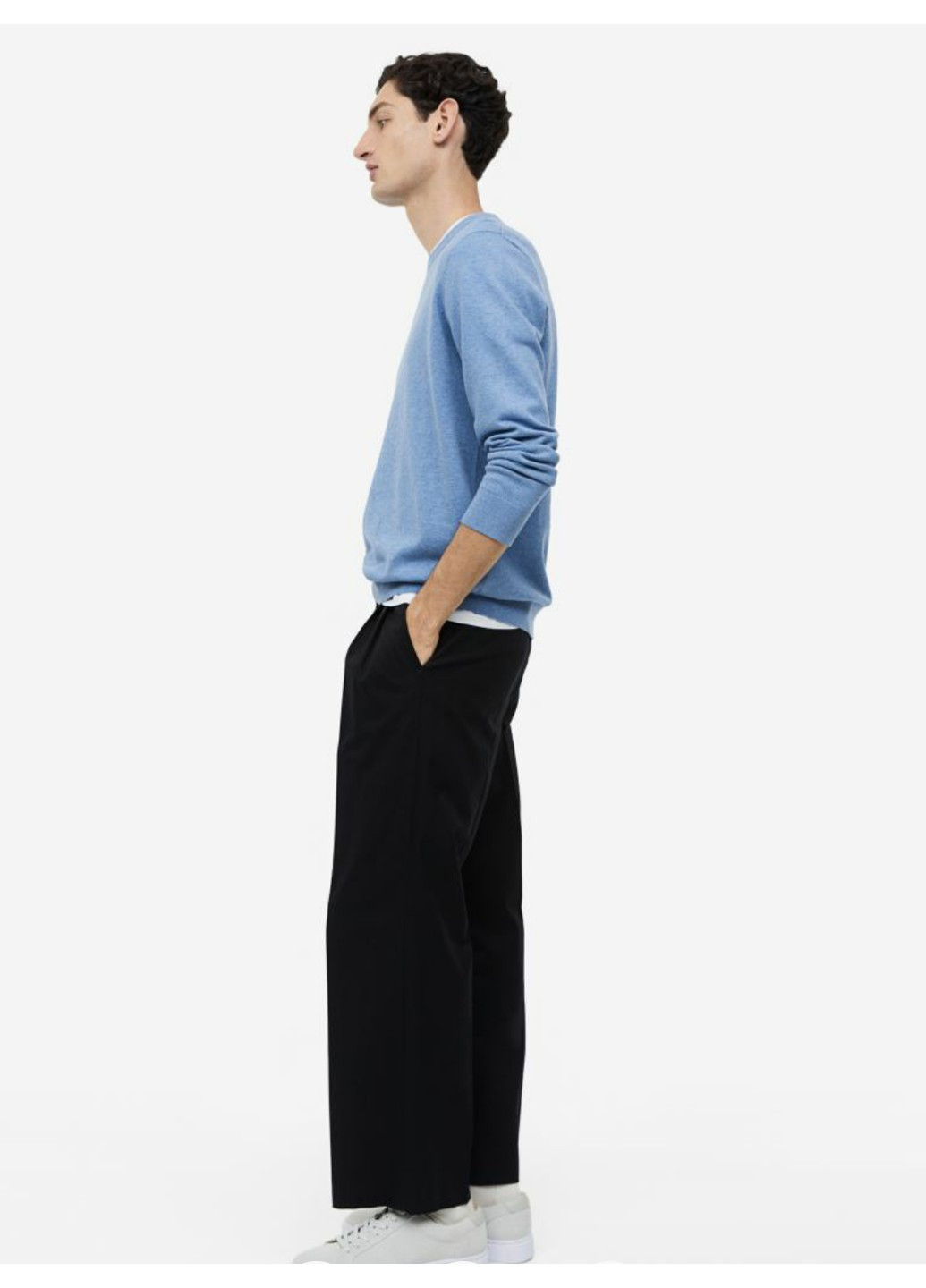 Голубой демисезонный мужской приталенный джемпер slim fit (56179) s голубой H&M