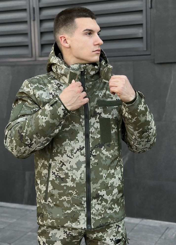 Оливкова (хакі) зимня куртка winter jacket motive зима піксель Pobedov