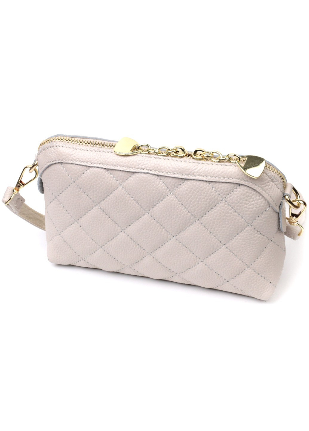 Стильная женская сумка через плечо из натуральной стеганной кожи 22316 Белая Vintage (276457478)