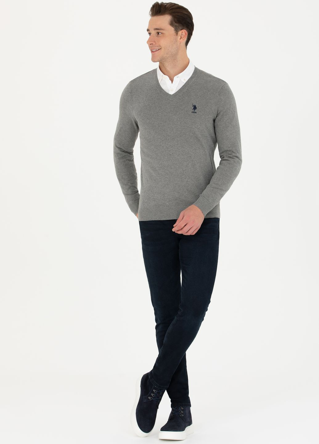 Светло-серый свитер мужской U.S. Polo Assn.