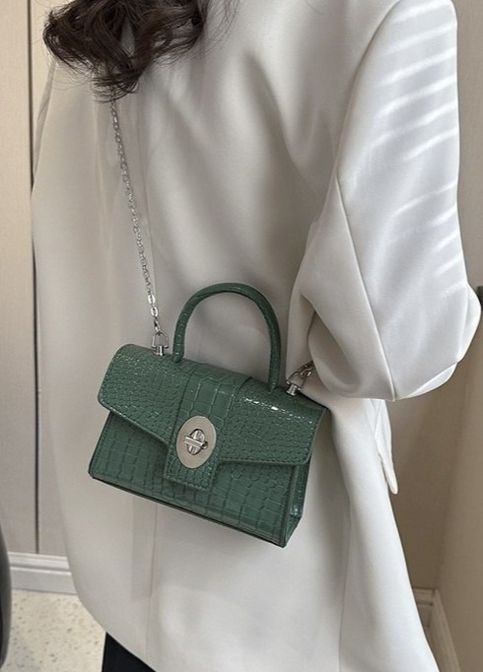 Женская классическая сумка 305 кросс-боди рептилия через плечо зеленая No Brand (276254378)