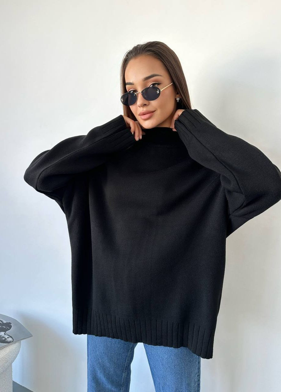 Черный женский свитер шерсть No Brand