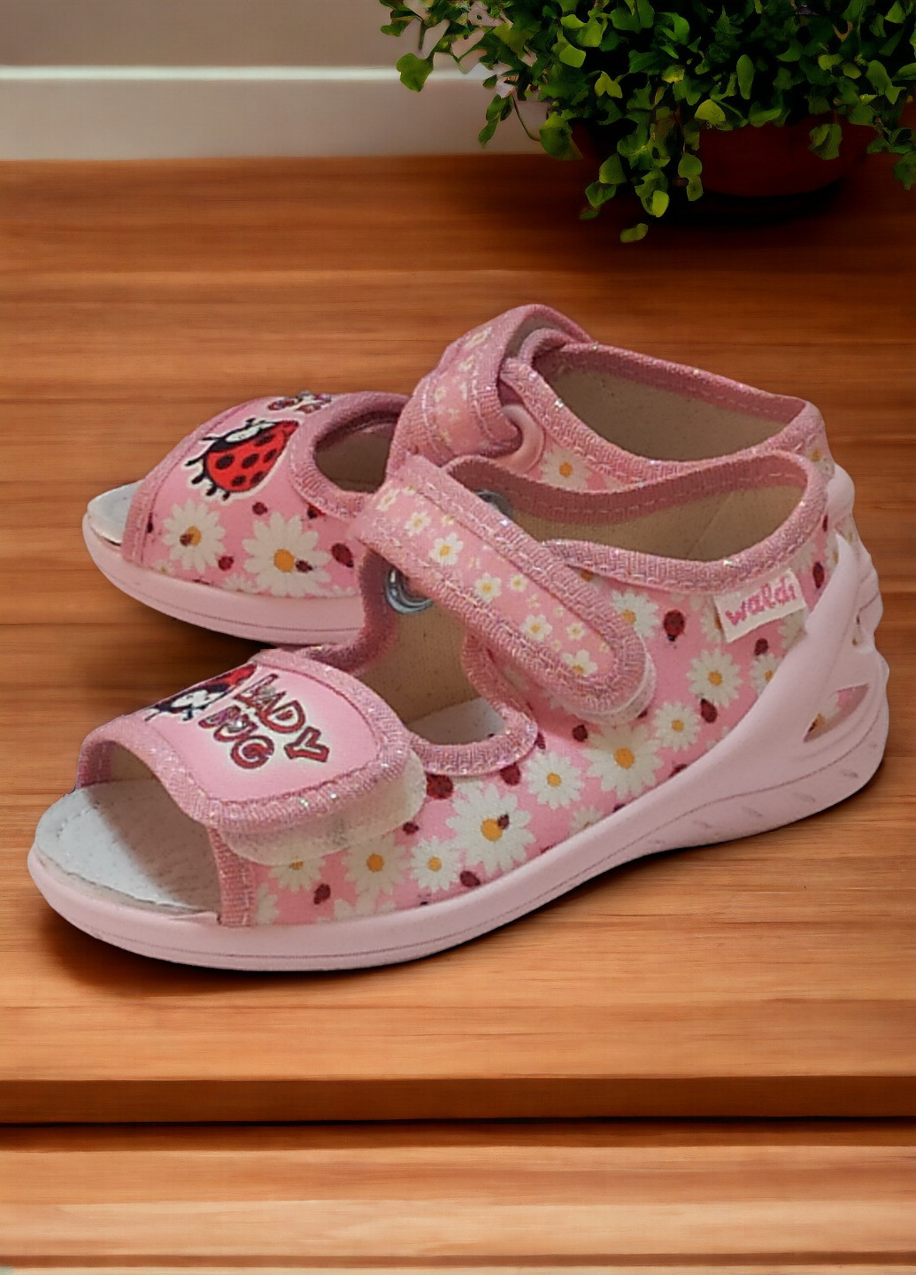 Тапочки відкриті ортопедичні текстильні босоніжки Валді Єва Божа Корівка 23-15см,30-19,6см Waldi (275996775)