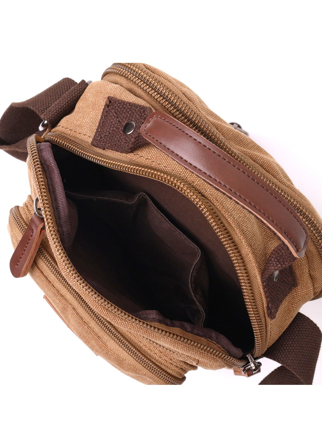 Відмінна вертикальна сумка для чоловіків із текстилю 22236 Коричневий Vintage (267948753)