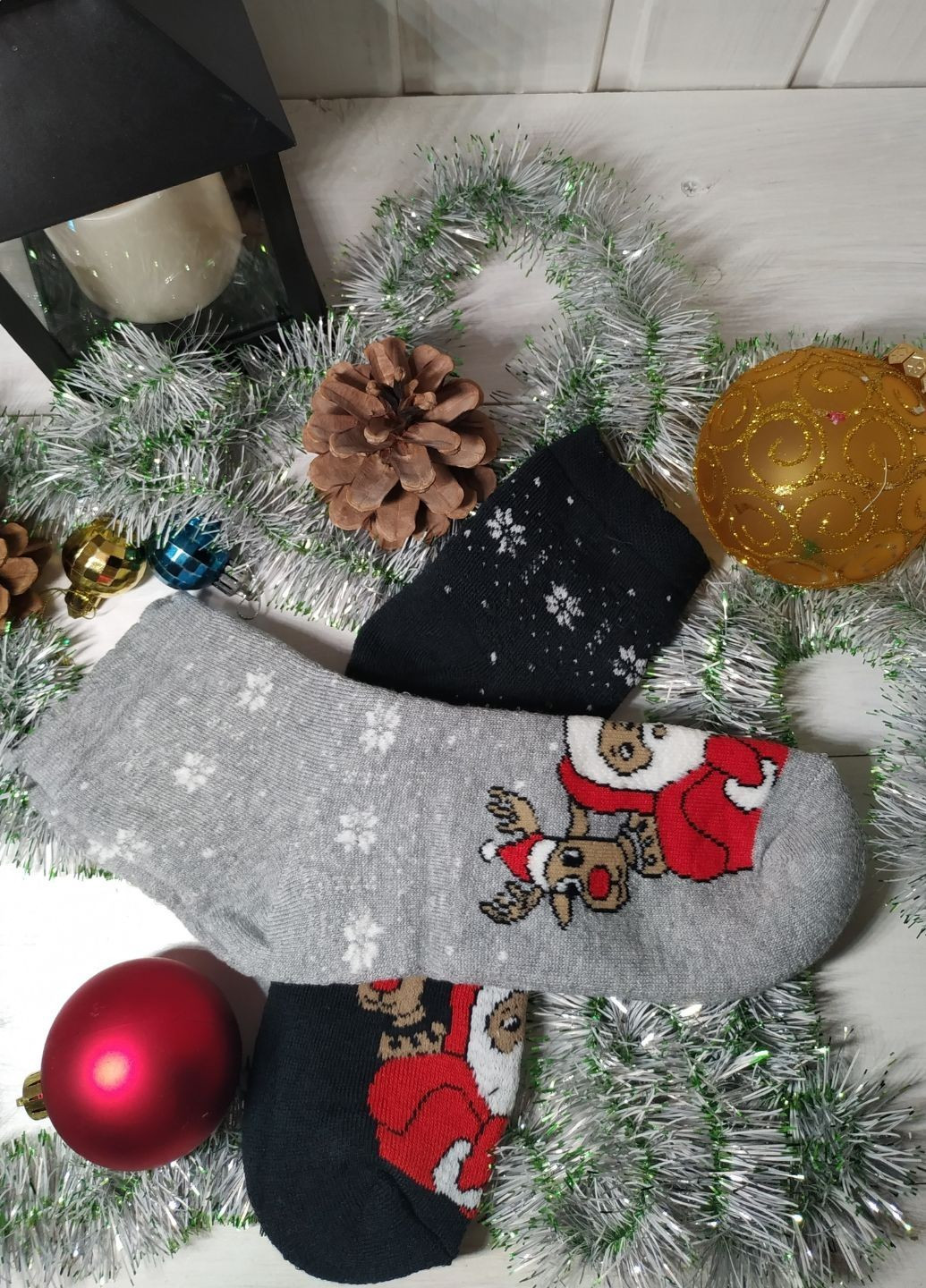 Набір жіночих новорічних шкарпеток Санта і Олені №2 ароматизовані No Brand (256566149)